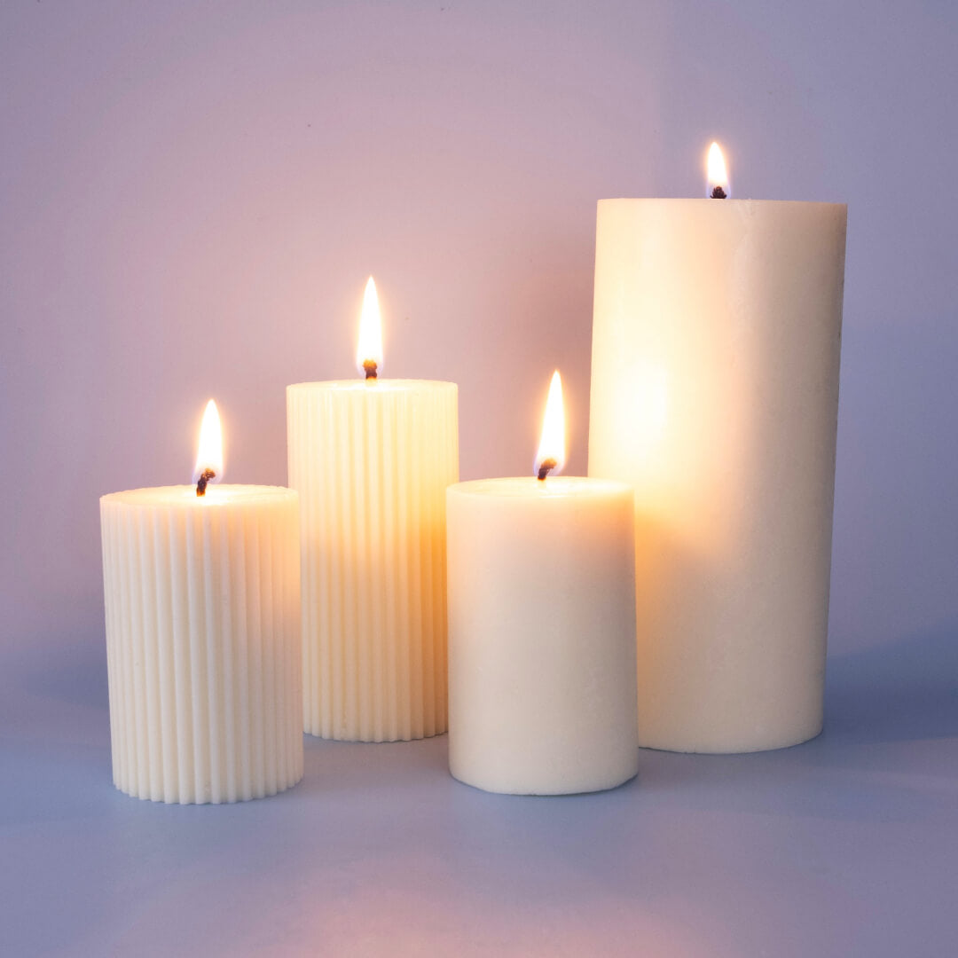 Ribbed Soy Wax Pillar Candle 5 x 7.5 cm