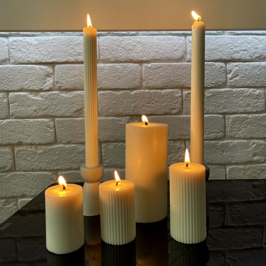 Ribbed Soy Wax Pillar Candle 5 x 7.5 cm