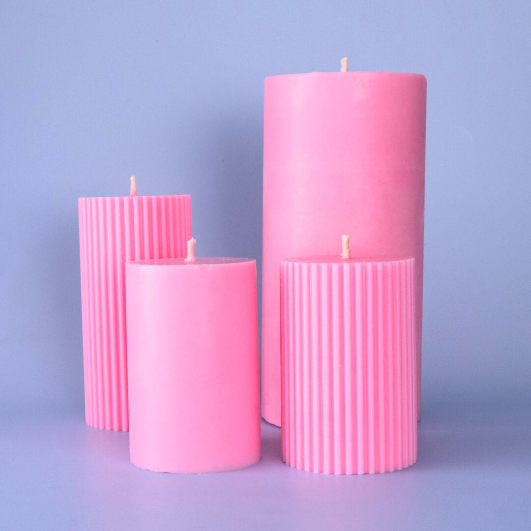 Ribbed Soy Wax Pillar Candle 5 x 7.5 cm