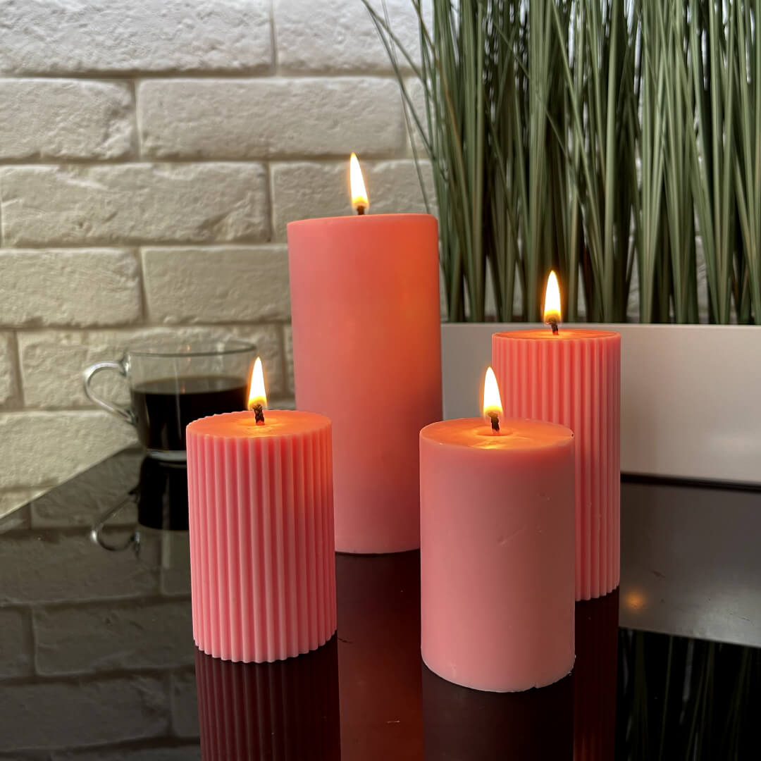 Ribbed Soy Wax Pillar Candle 5 x 7.5 cm