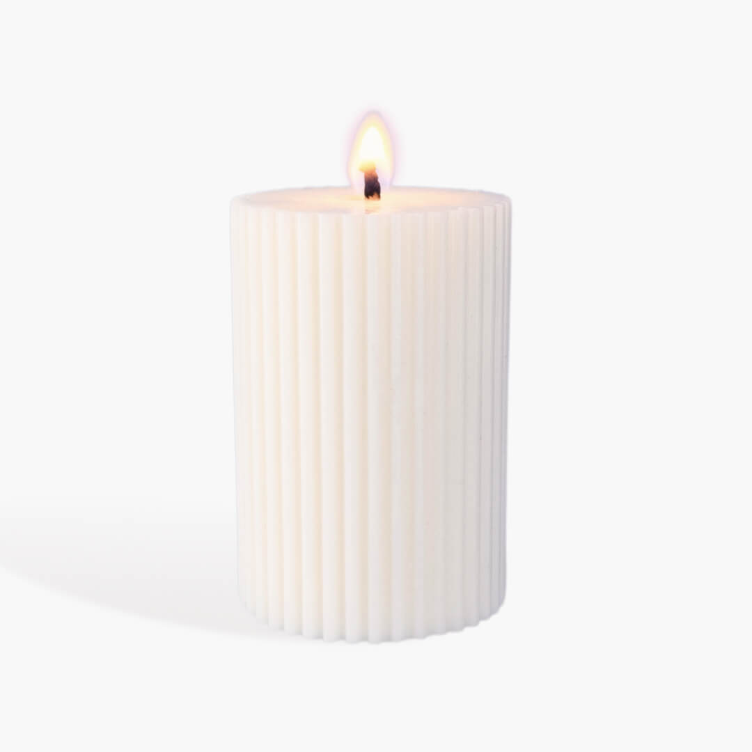 Ribbed Soy Wax Pillar Candle 5 x 7.5 cm