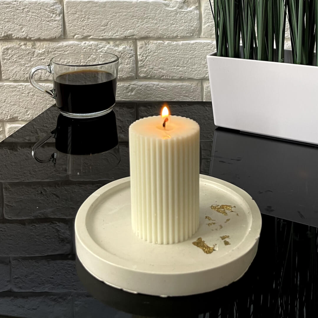 Ribbed Soy Wax Pillar Candle 5 x 7.5 cm