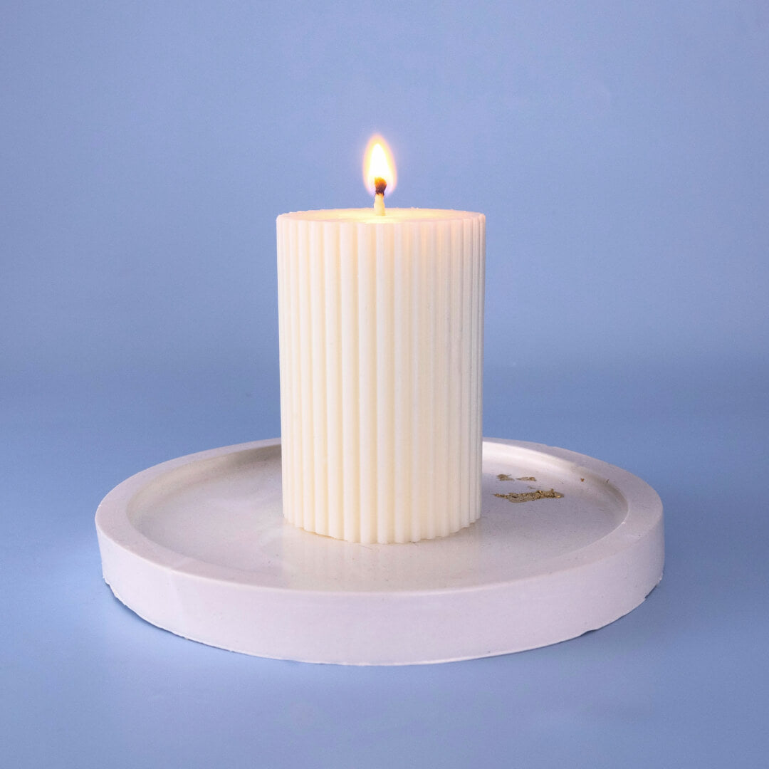 Ribbed Soy Wax Pillar Candle 5 x 7.5 cm