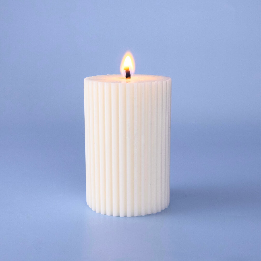 Ribbed Soy Wax Pillar Candle 5 x 7.5 cm