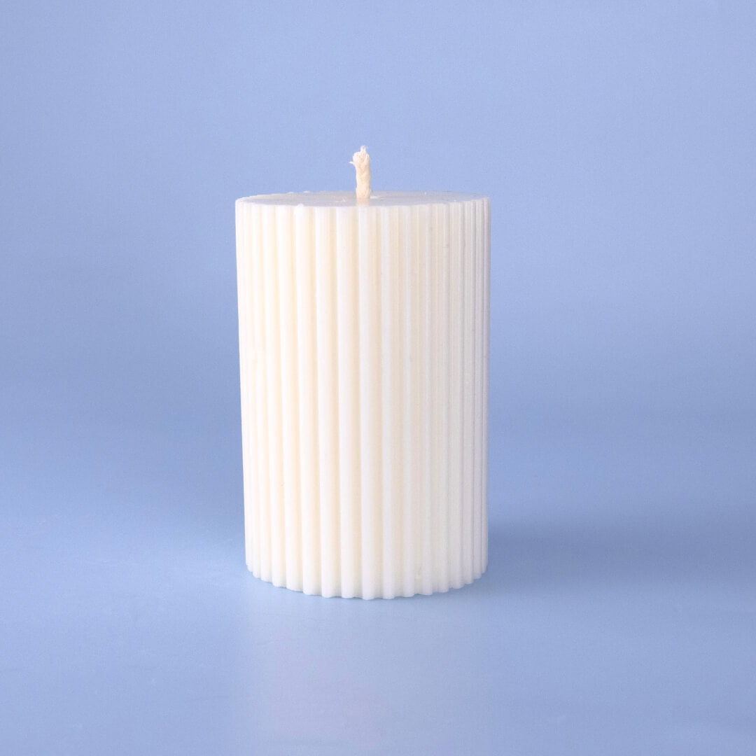 Ribbed Soy Wax Pillar Candle 5 x 7.5 cm