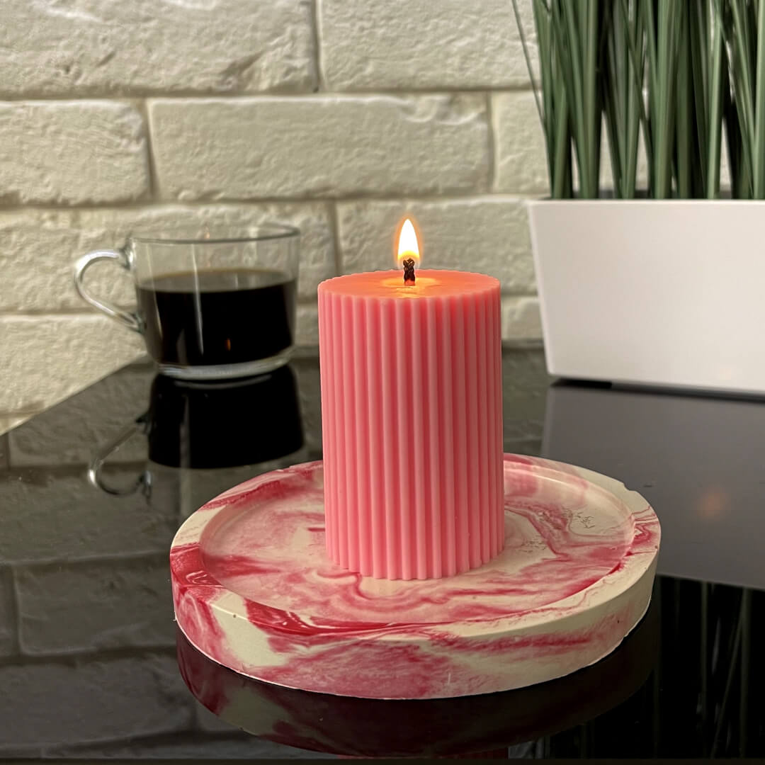 Ribbed Soy Wax Pillar Candle 5 x 7.5 cm