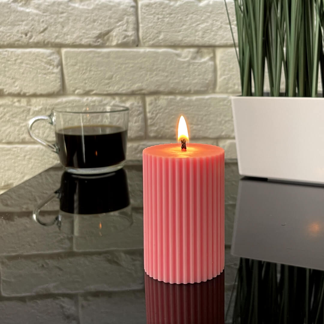 Ribbed Soy Wax Pillar Candle 5 x 7.5 cm