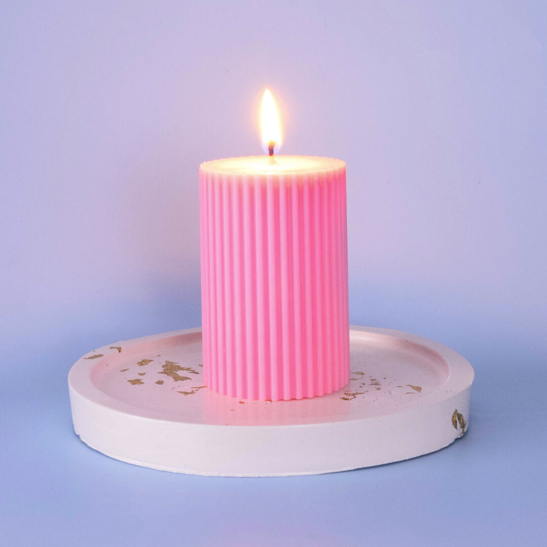 Ribbed Soy Wax Pillar Candle 5 x 7.5 cm