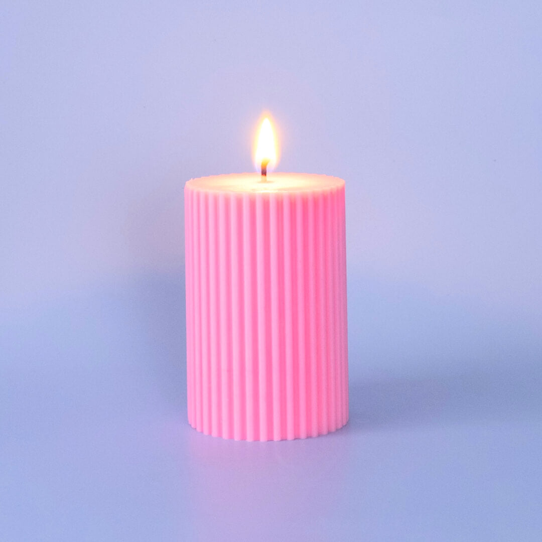 Ribbed Soy Wax Pillar Candle 5 x 7.5 cm