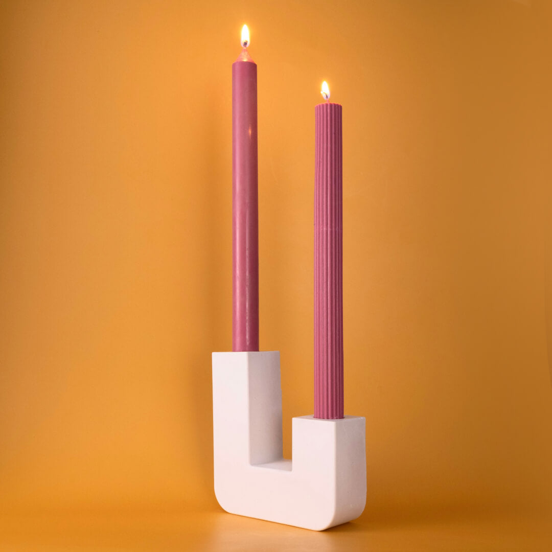 Plaster Candle Holder for Two Candles