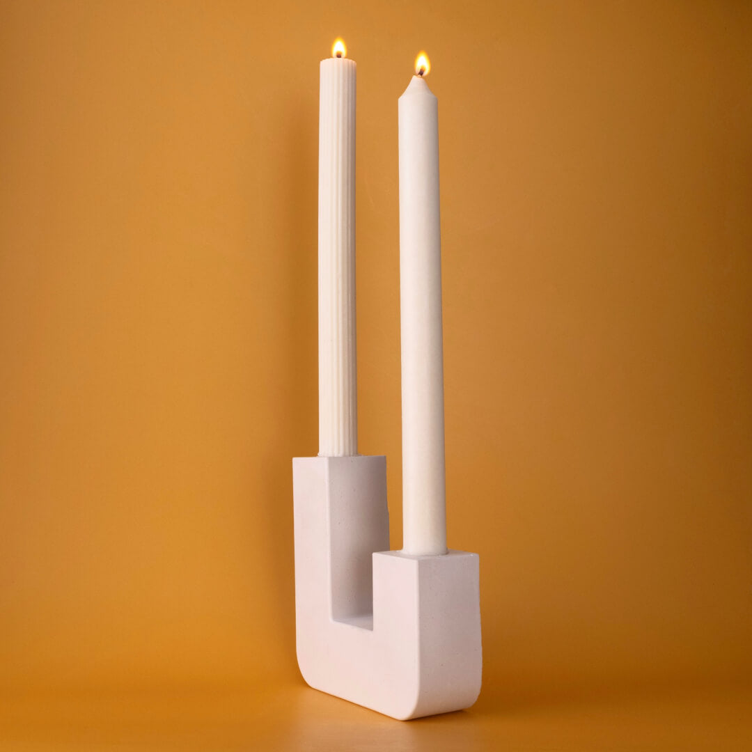 Plaster Candle Holder for Two Candles