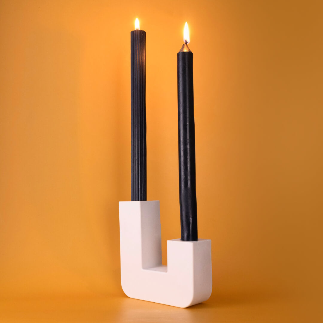 Plaster Candle Holder for Two Candles