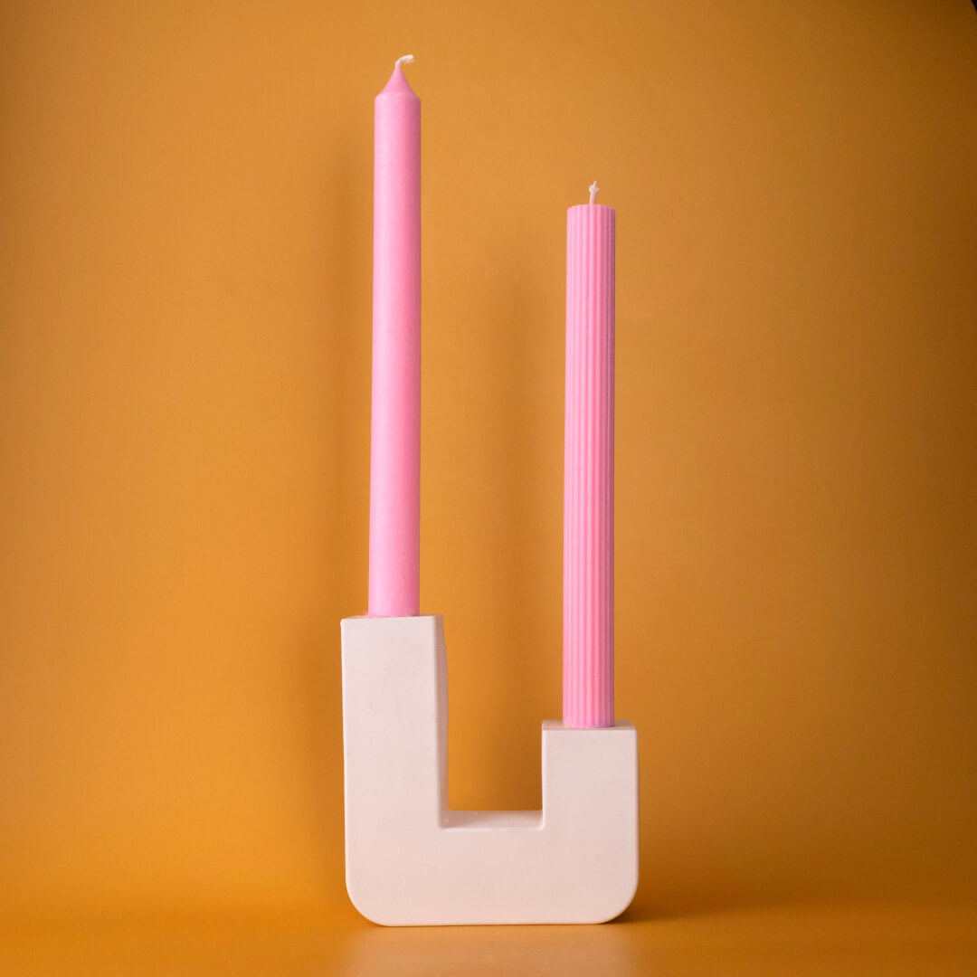 Plaster Candle Holder for Two Candles