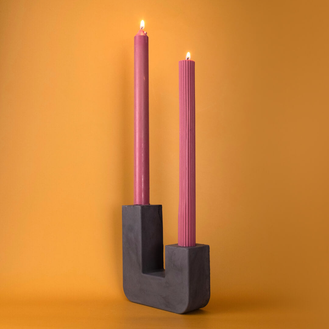 Plaster Candle Holder for Two Candles