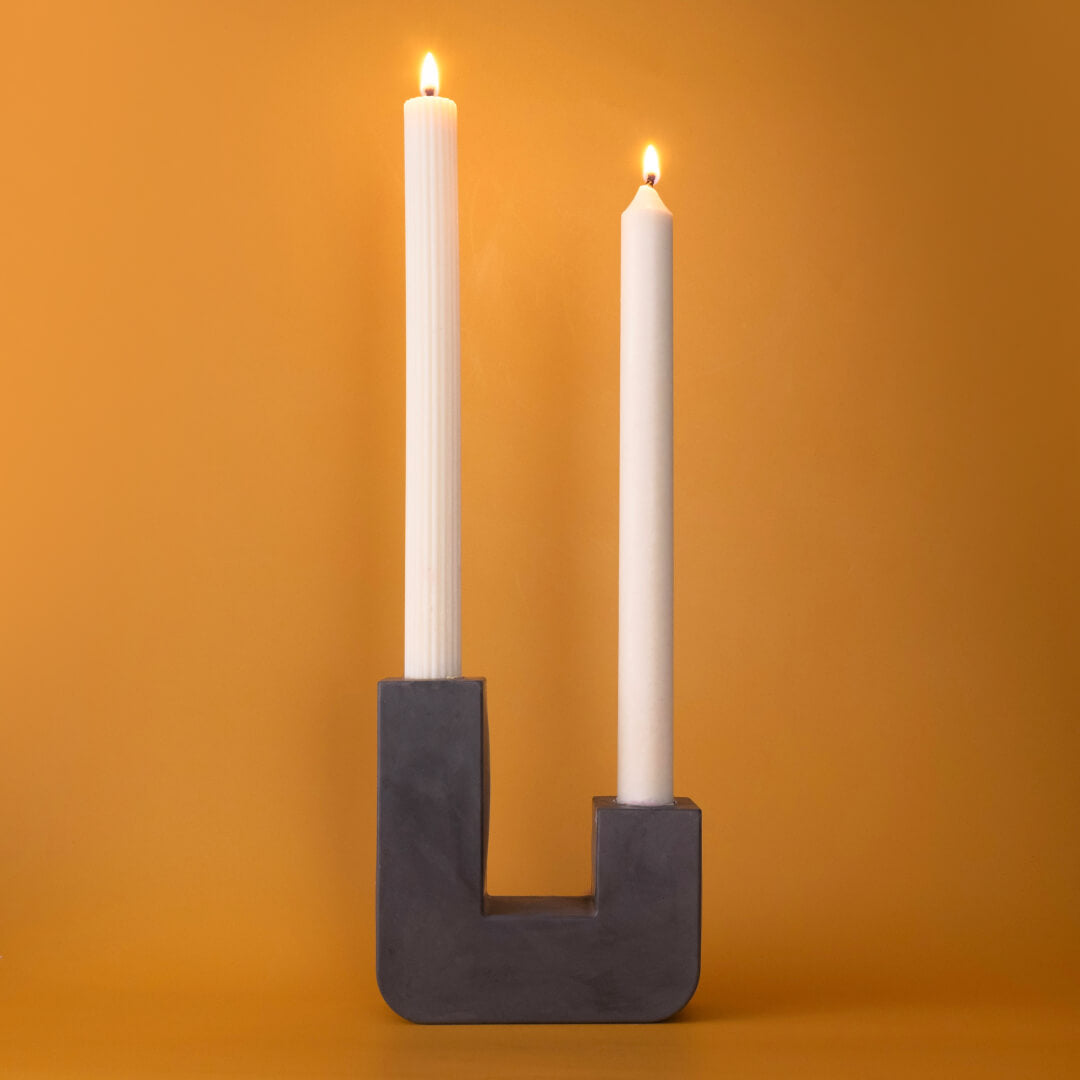 Plaster Candle Holder for Two Candles