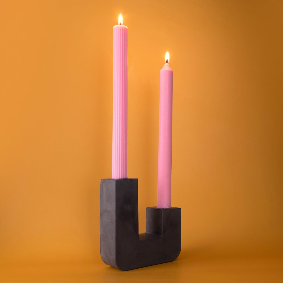 Plaster Candle Holder for Two Candles