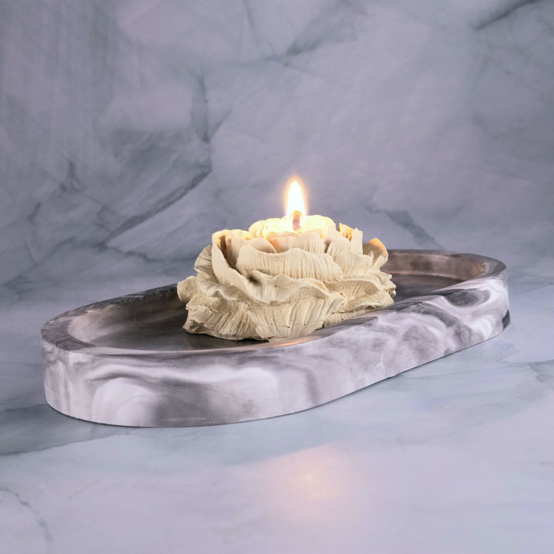 Plaster Oval Candle Holder