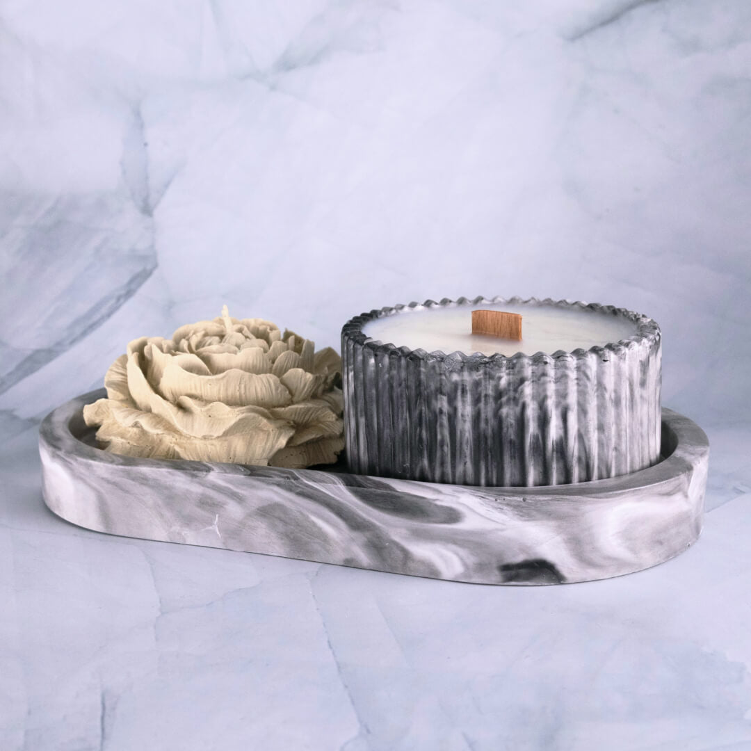 Plaster Oval Candle Holder